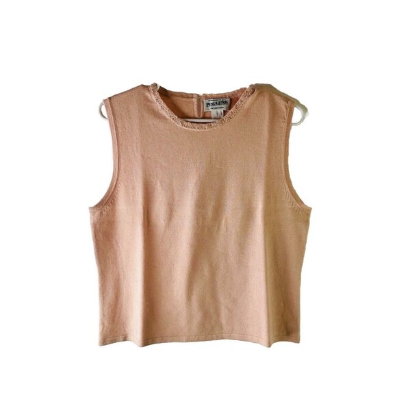 Pendleton Embellished Cotton Knit Sleeveless Sweater Blouse pink - Picture 1 of 4